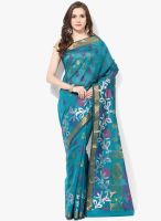 Bunkar Green Embroidered Silk Blend Saree