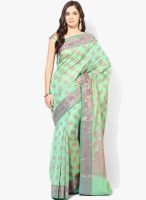 Bunkar Green Printed Super Net Saree