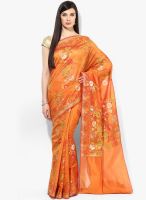 Bunkar Orange Embellished Saree