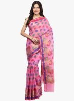 Bunkar Pink Printed Chanderi Saree