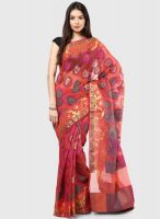 Bunkar Pink Printed Silk Blend Saree