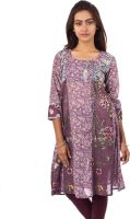 Confession 9 Printed Women's A-line Kurta(Purple)