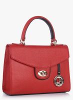 Da Milano Coral Red/Black Leather Handbag
