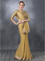 Desi Look Golden Printed Saree