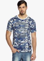 Difference of Opinion Blue Printed Round Neck T-Shirt