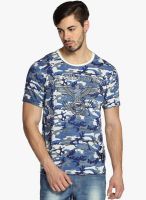 Difference of Opinion Blue Printed Round Neck T-Shirt