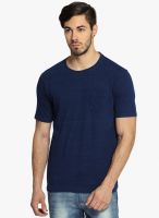 Difference of Opinion Blue Solid Round Neck T-Shirt