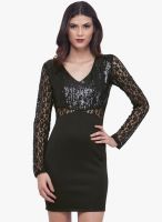 Faballey Black Embellished Bodycon Dress