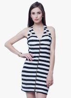 Faballey Black Striped Bodycon Dress