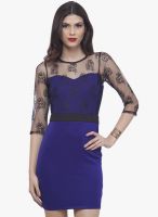 Faballey Blue Printed Bodycon Dress