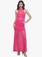 Faballey Fuchsia Lace Maxi Dress