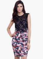 Faballey Multicoloured Embroidered Bodycon Dress