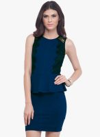 Faballey Navy Blue Solid Bodycon Dress