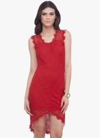 Faballey Red Lace Bodycon Dress