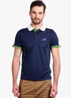 Fitz Navy Blue Solid Polo Neck T-Shirt