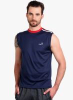 Fitz Navy Blue Solid Round Neck T-Shirt