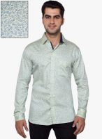 HANCOCK Green Printed Slim Fit Casual Shirt