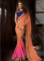 Hypnotex Peach Embroidered Saree