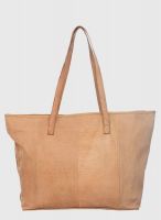 I Know Beige Leather Tote Bag