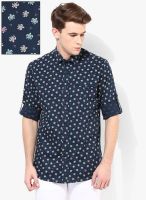 I Know Printed Navy Blue Casual Shirt