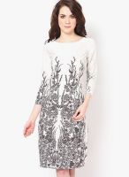 I Know White Colored Printed Shift Dress