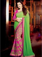 Inddus Green Embroidered Saree