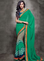 Inddus Green Printed Saree