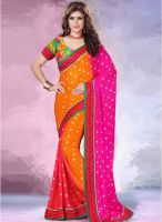 Inddus Orange Printed Saree