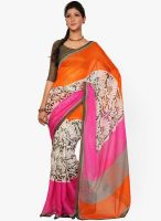 Inddus Orange Printed Saree