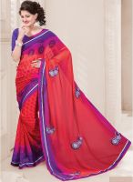 Inddus Pink Embroidered Saree