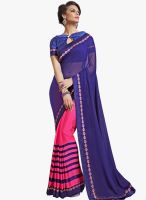 Inddus Pink Printed Saree