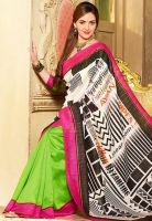 Inddus Printed Green Saree