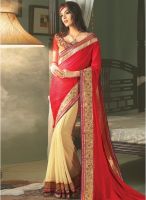 Inddus Red Embroidered Saree