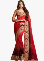 Inddus Red Embroidered Saree