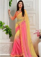 Inddus Yellow Printed Saree