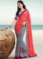 Indian Women By Bahubali Peach Embroidered Saree