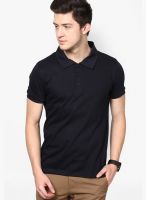 Inkovy Navy Blue Solid Polo T-Shirts