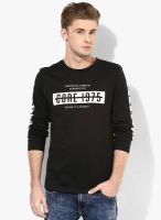 Jack & Jones Black Graphic Round Neck T-Shirts