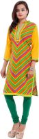 Jaipur Fab Striped Women's Straight Kurta(Yellow)
