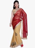 Janasya Beige Embroidered Saree