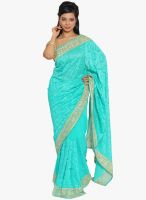 Jashn Aqua Blue Embellished Sarees