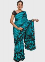 Jashn Aqua Blue Printed Saree