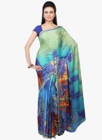 Jashn Blue Printed Saree
