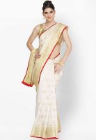 Jashn Cream Embroidered Saree