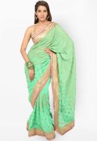 Jashn Green Embroidered Saree