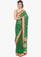 Jashn Green Embroidered Saree