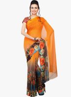 Jashn Orange Printed Saree