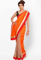Jashn Orange Printed Saree