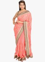 Jashn Peach Embroidered Saree