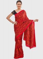 Jashn Red Printed Saree